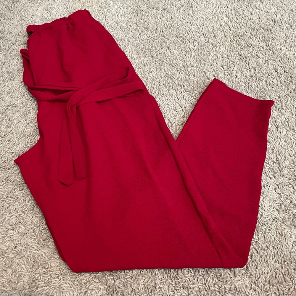 Minette paper bag pants red large inseam 28”